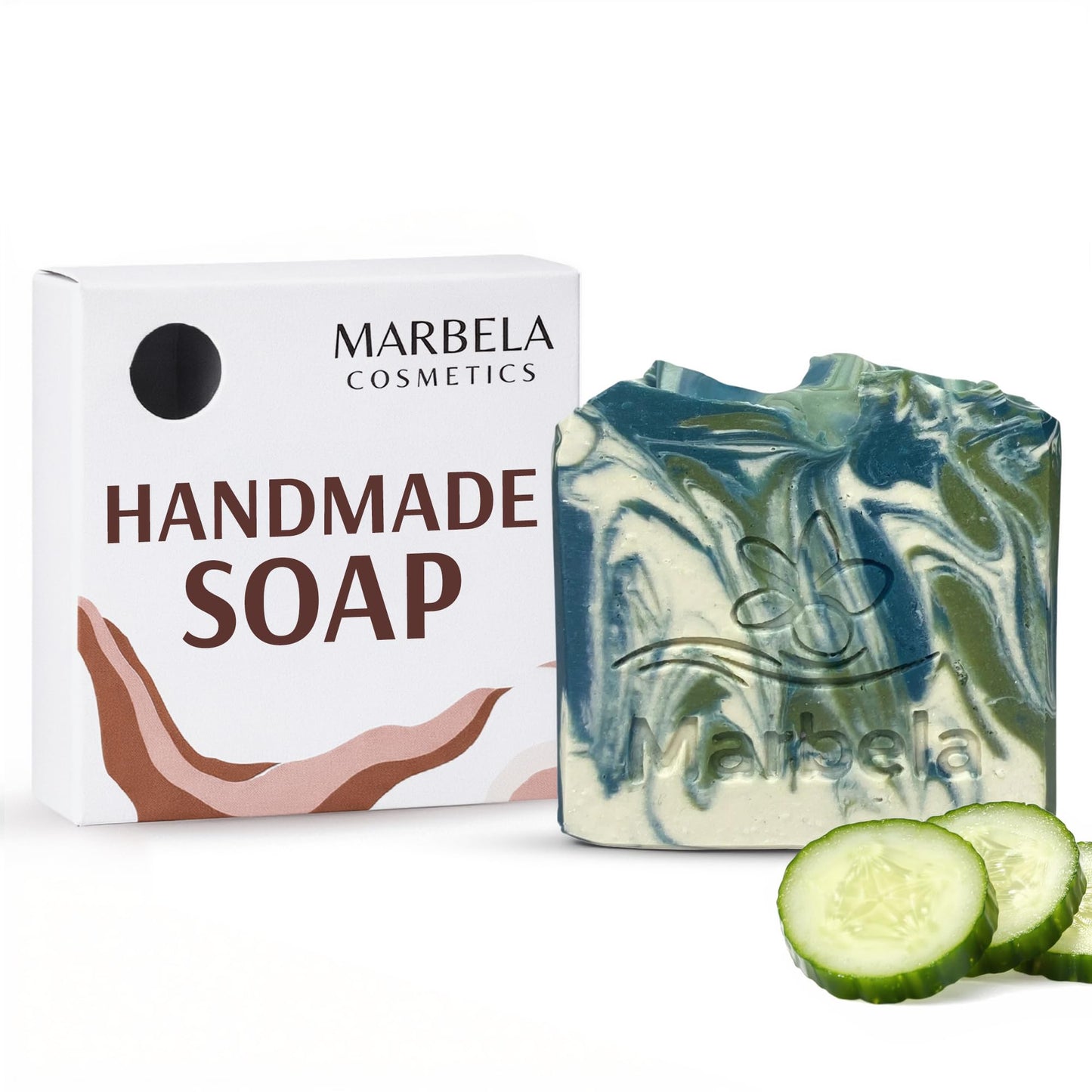 Marbela Cosmetics Zen Garden Handmade Soap Bar - Hydrating Cooling Cucumber Green Tea Face & Body Soap - Vegan Cruelty Free Artisan 3.5 Oz Beauty & Personal Care Marbela