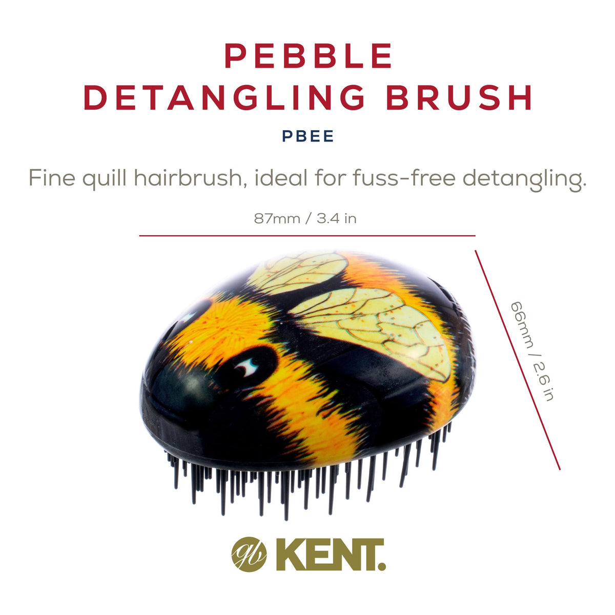 KENT PBEE Bumblebee Pebble Scalp Massager Shampoo Shower Brush, and Travel Size Detangling Brush - Scalp Scrubber for Dandruff and Kids Hair Brush,