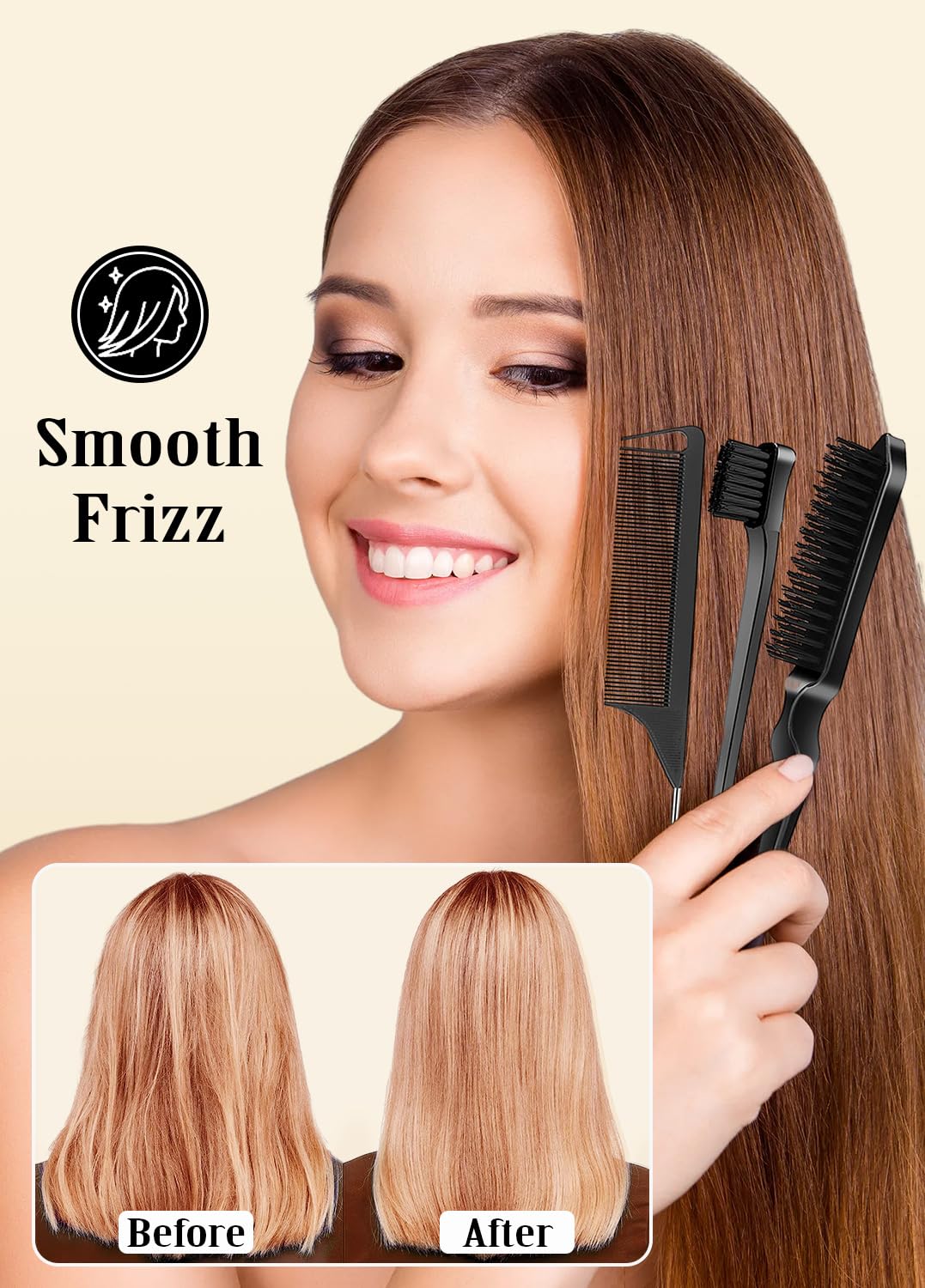 Slick Back Hair Brush & Hair Wax Stick Set - Frizz Control & Flyaway Smoothing - Sleek Ponytails, Buns, Edges - Styling Cream/Gel/Balm/Pomade Stick Beauty and Personal Care Samnyte