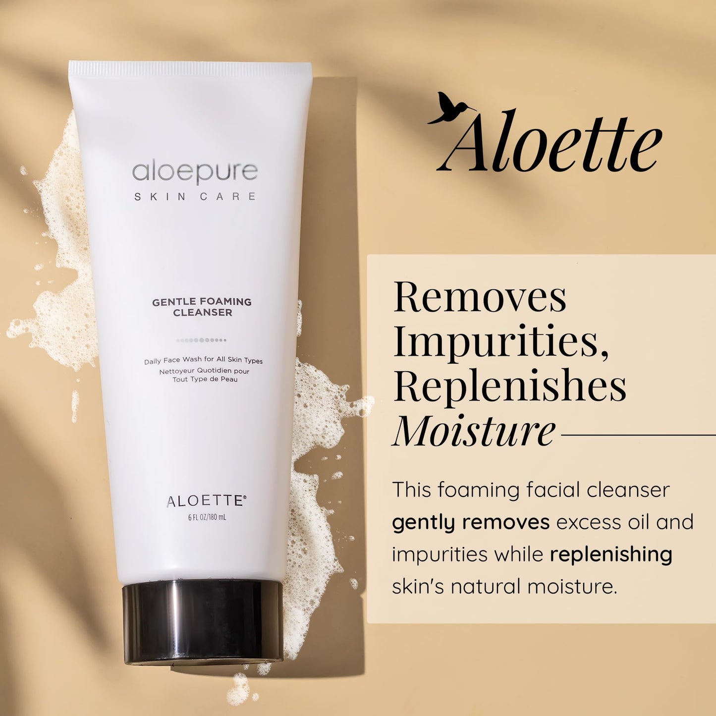 Aloette Gentle Foaming Facial Cleanser - Moisturizing Face Wash for Women & Men - Facewash Skin Cleanser Rejuvenates & Replenishes Natural Moisture Beauty & Personal Care Aloette