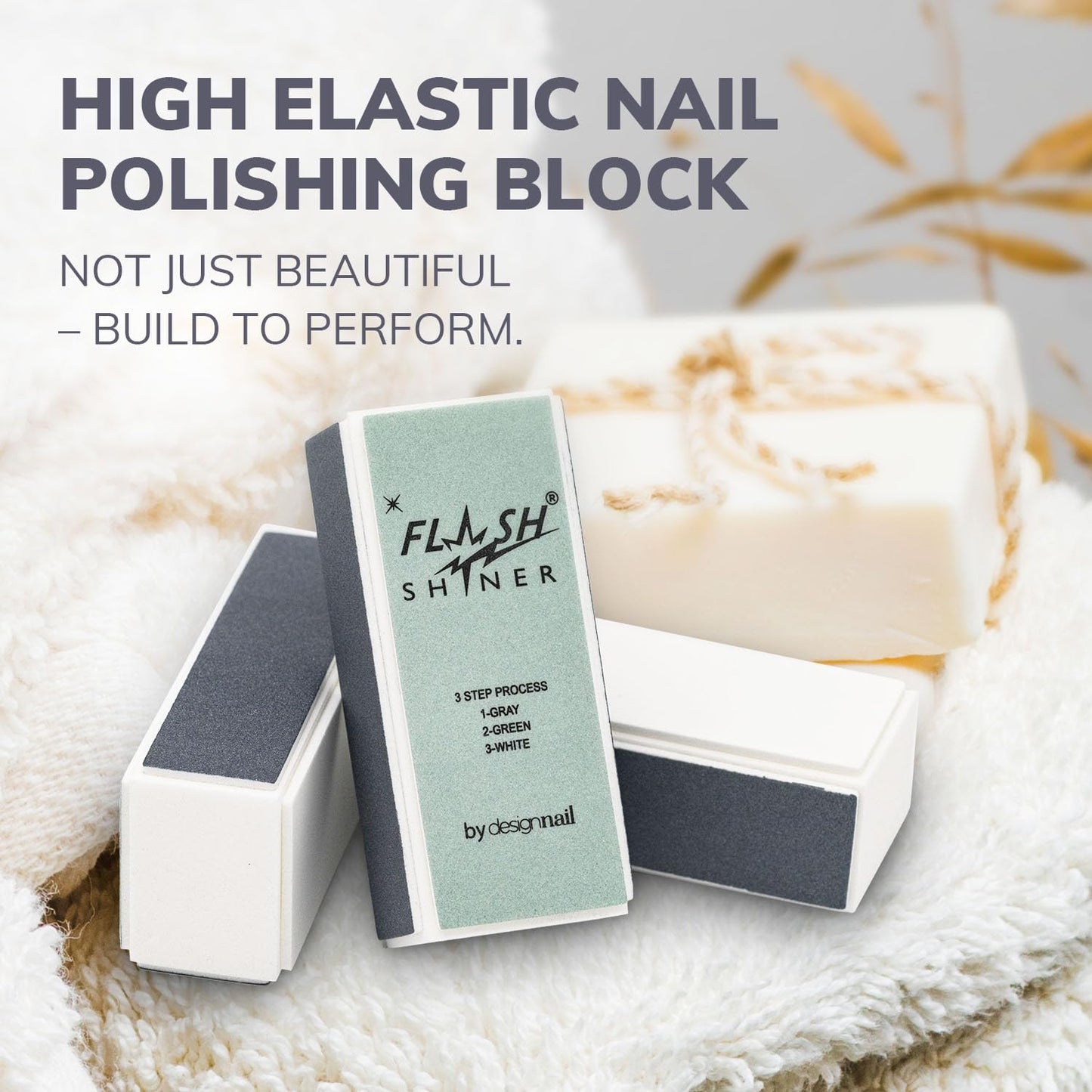 Flash Shiner® Block - 3-Way Nail Buffer (Gray/Black, Green & White) - Pack of 4 - Professional Nail Buffer for Natural Shine - Smooths, Conditions Beauty & Personal Care Design Nail