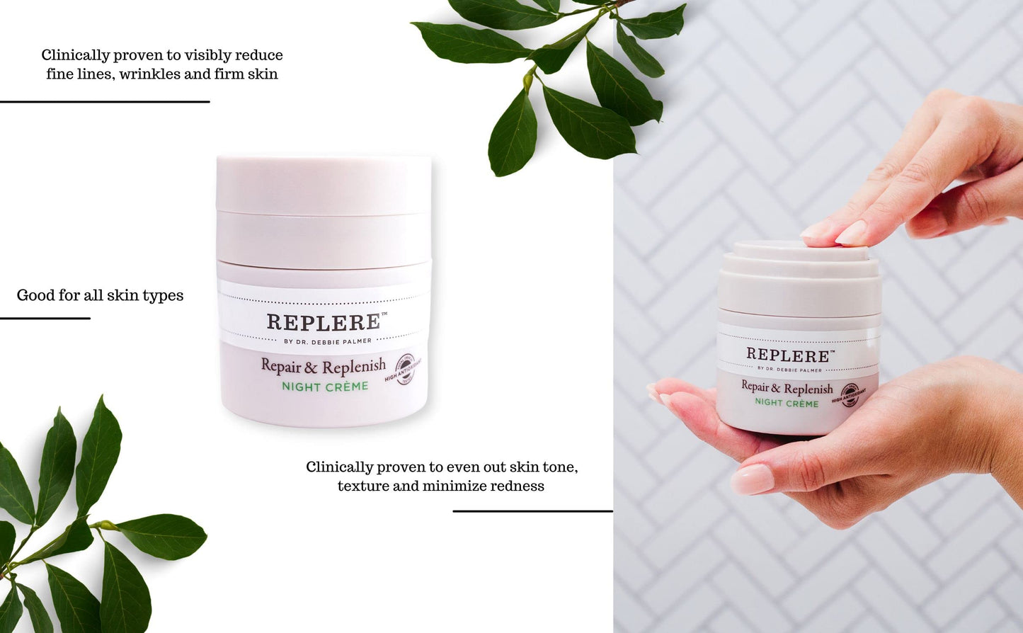 Replere - Repair & Replenish All Natural Moisturizing Night Crème - Reduce wrinkles, Dark Spots & Fine lines -1.7 OZ Beauty & Personal Care Replere