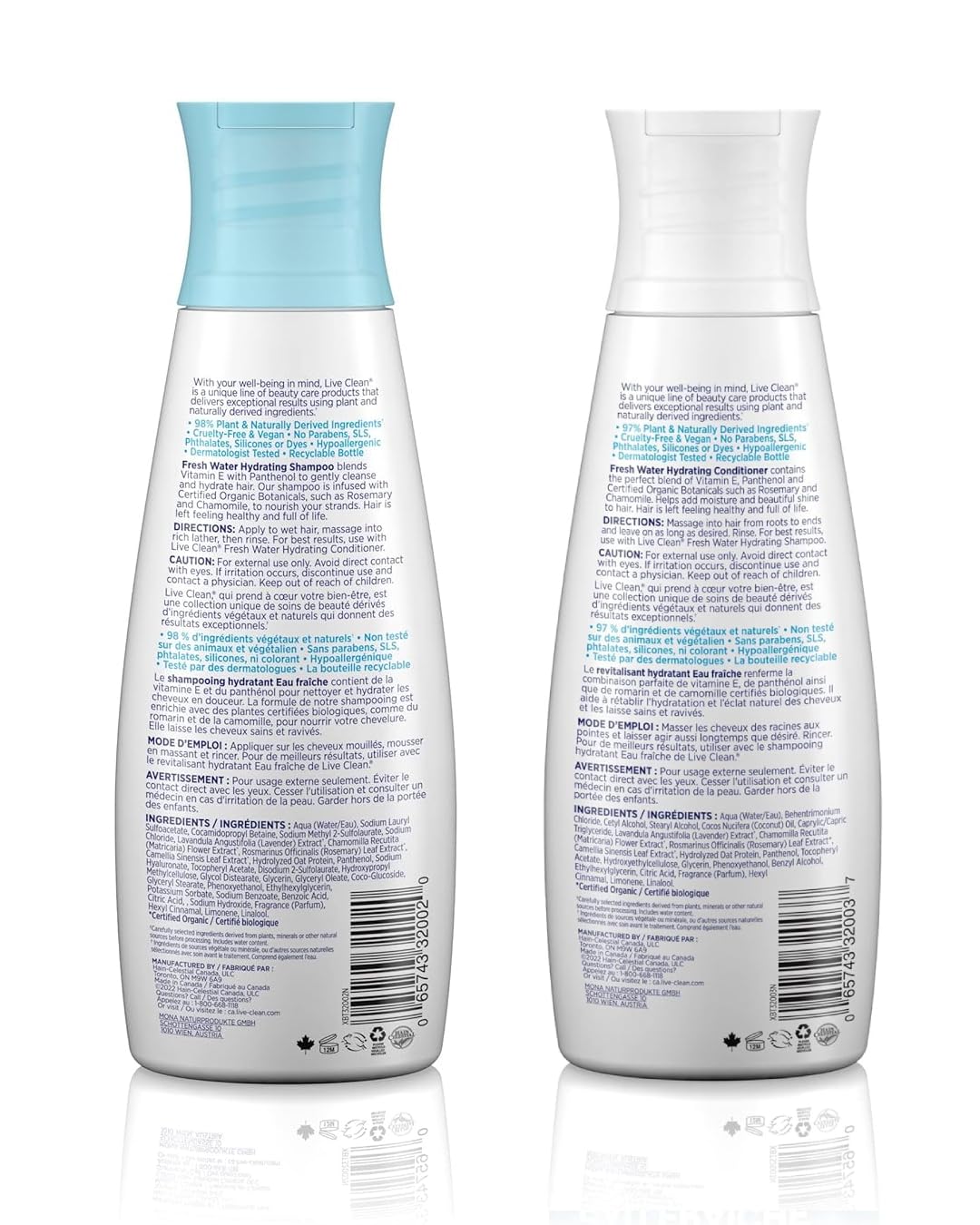 Live Clean Fresh Water Hydrating Shampoo and Conditioner Bundle With Rosemary Leaf Extract, Vitamin E and Lavender Extract, 12 fl. oz. Each Beauty & Personal Care Live Clean