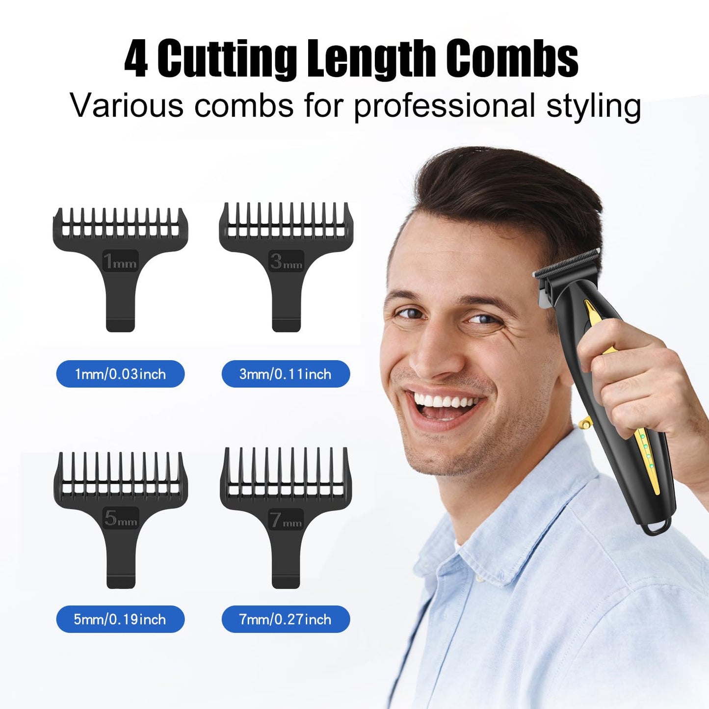 QDKVTNDJZ Hair Clippers for Men - Cordless 2 in 1 Versatile Beard Trimmer with Powerful Moyor and 4 Guide Combs,Professional Haircutting Kits for Home Beauty and Personal Care QDKVTNDJZ
