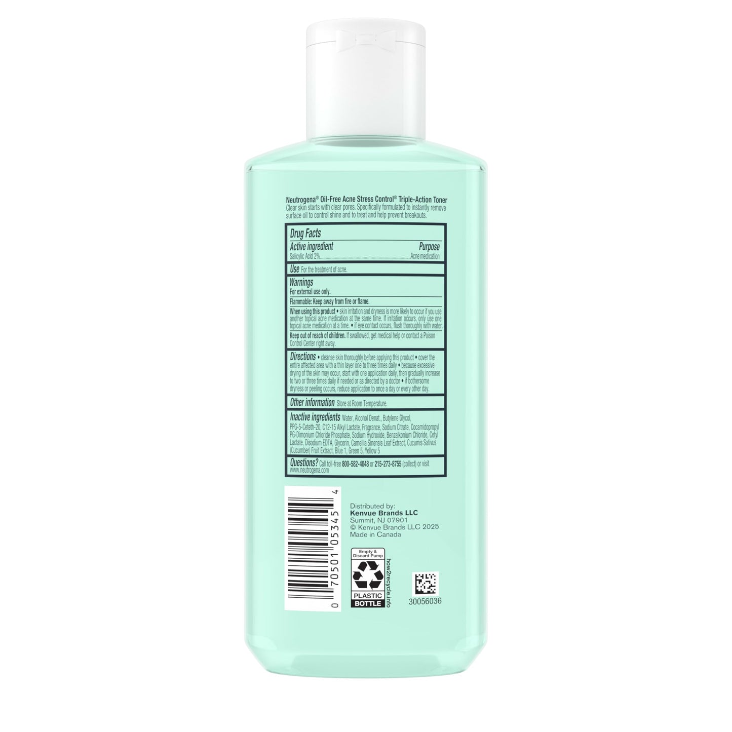 Neutrogena Acne Stress Control Triple-Action Toner 8 oz – Oil-Free Face Toner with 2% Salicylic Acid, Green Tea & Cucumber for Acne Care Beauty & Personal Care Neutrogena