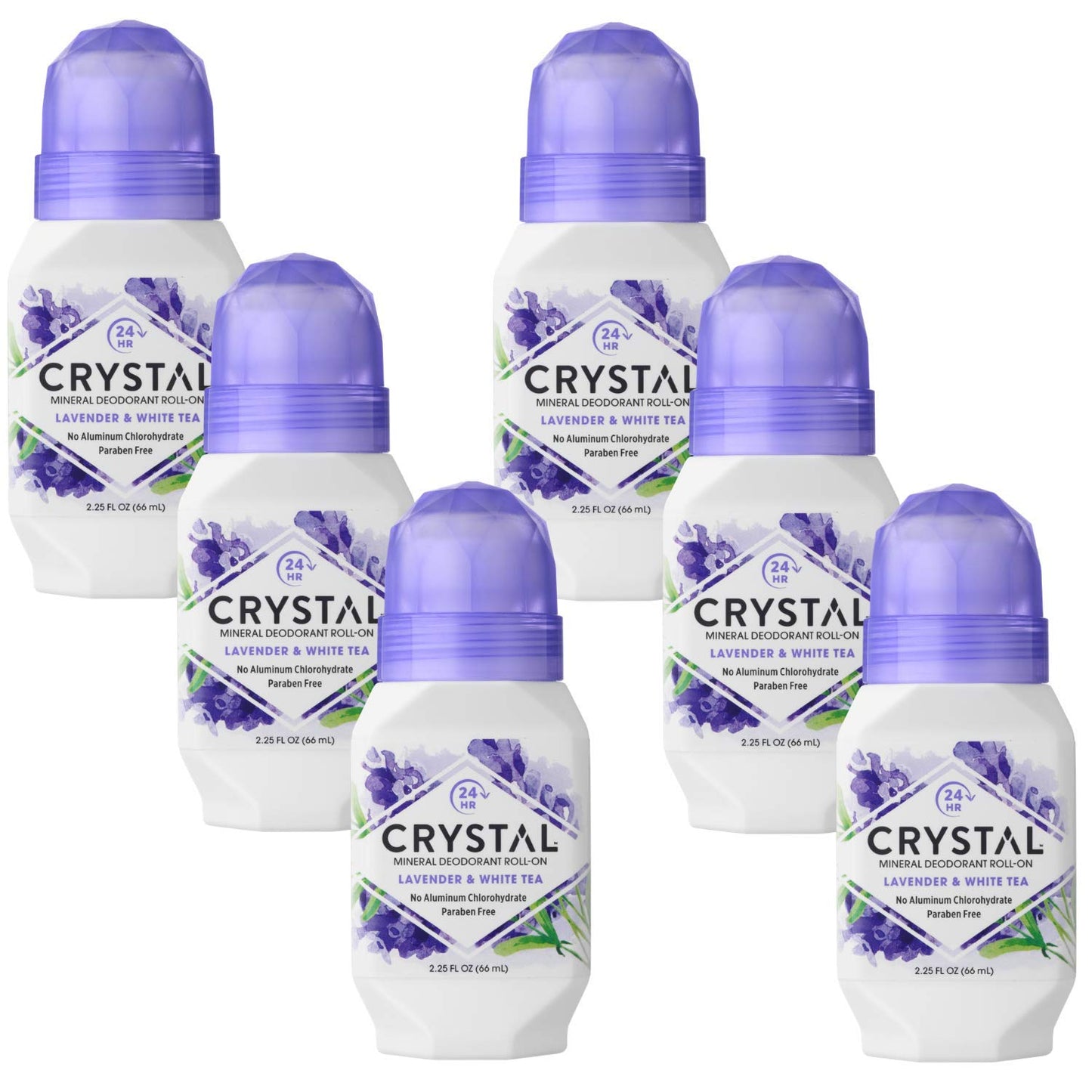 Crystal Mineral Deodorant Roll-On, Lavender & White Tea 2.25 oz (Pack of 6) Beauty and Personal Care Crystal Essence