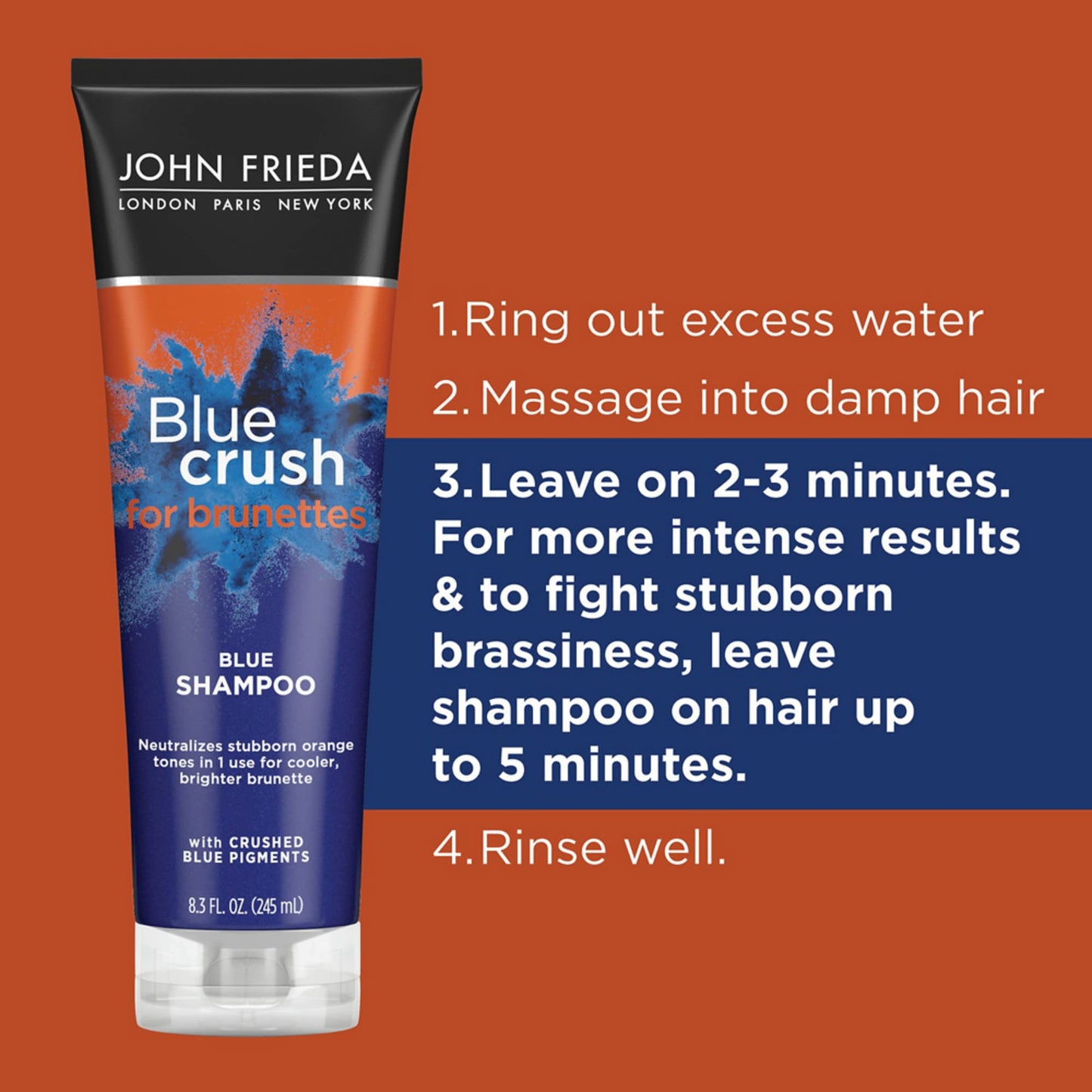 John Frieda Blue Crush Shampoo and Conditioner Set for Brunettes, Nourishes Color-Treated and Natural Hair, Blue Pigments for Vibrant, Cool-Toned Beauty & Personal Care John Frieda