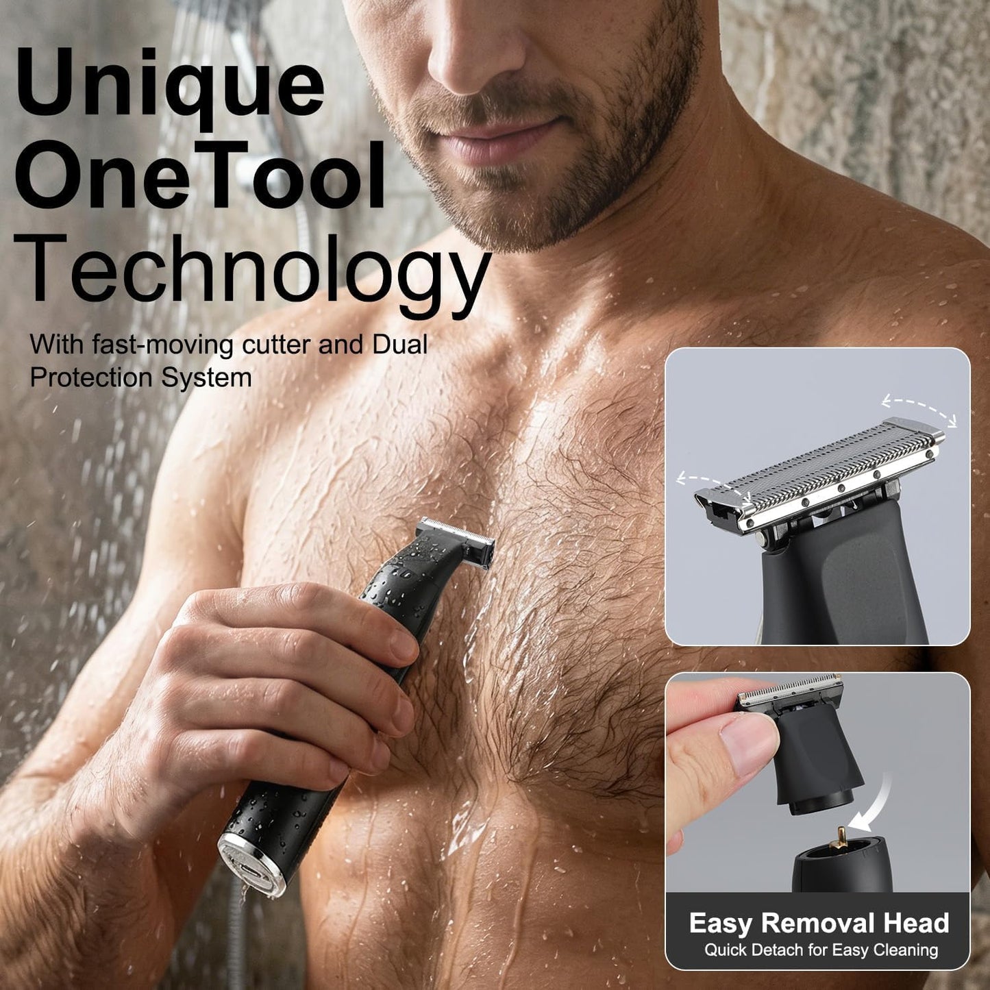 RAXMETRY Beard Trimmer for Men, All-in-One Tool Electric Shaver for Men with Perforated Dual-Sided Blades,Painless Trimmer for Man,IPX7 Waterproof Beauty and Personal Care RAXMETRY