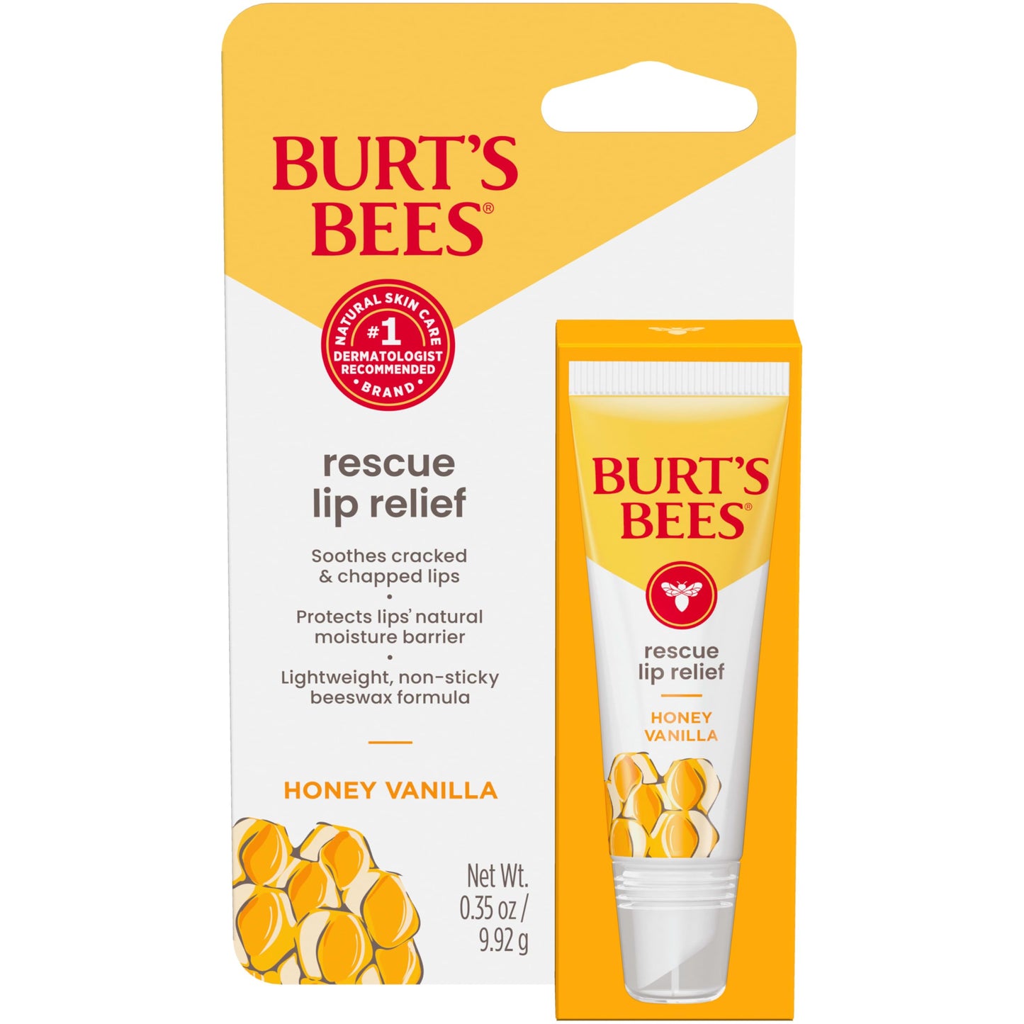 Burt's Bees Rescue Lip Relief, Honey Vanilla, Hydrating Lip Balm for Dry Cracked Lips, with Responsbily Sourced Beeswax and Shea Butter, 100 Percent Beauty & Personal Care Burt's Bees