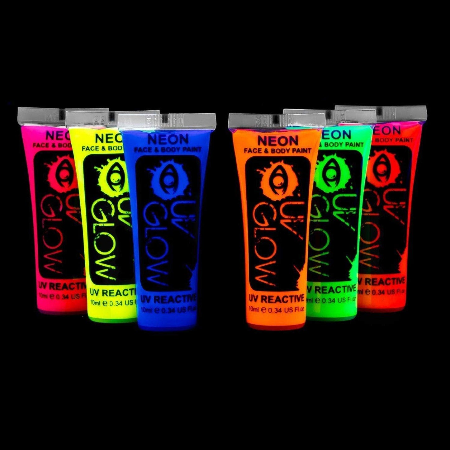 UV Glow Blacklight Face and Body Paint - Neon Fluorescent (0.34oz (Pack of 6)) Beauty & Personal Care UV Glow