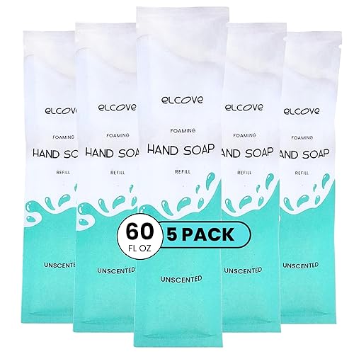 Elcove Foaming Unscented Hand Soap Refills (5 Pack), Concentrated Powdered Hand Soap, Makes 5 Bottles of Eco Friendly, Non Toxic, Plastic Free Beauty & Personal Care Elcove