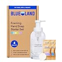 BLUELAND Hand Soap Starter Set, 1 Refillable Glass Foaming Hand Soap Dispenser with 4 Refill Tablets, Variety Scents, 4 x 9 Fl oz Beauty & Personal Care BLUELAND