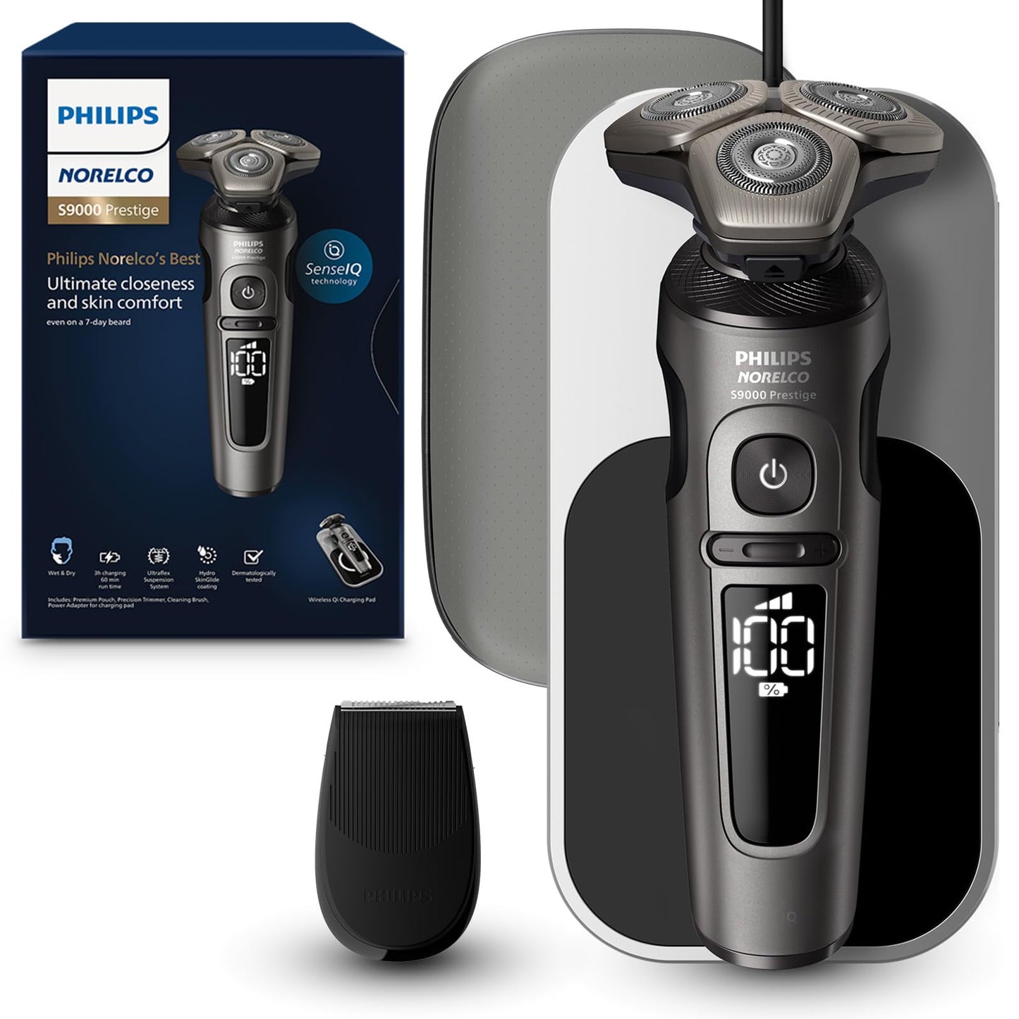 Philips Norelco S9000 Prestige Electric Shaver with Qi-Charger, Precision Trimmer and Premium Case, SP9872/86 Beauty and Personal Care Norelco