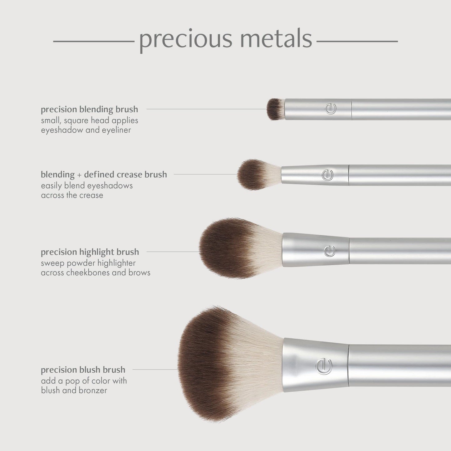 EcoTools Precious Metals Cheek & Eye Highlight Makeup Brush Kit, for Eyeshadow, Blush, & Powder Products, Eco Friendly, Cruelty Free Face Brushes Beauty & Personal Care EcoTools