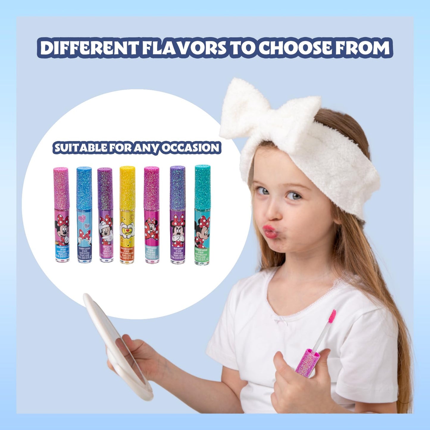 Disney Minnie Mouse 7 Piece Plant Based Lip Gloss, Girls Party Favors, First Makeup Set for Girl, Perfect for Parties, Sleepovers, and Birthday Gifts, Beauty & Personal Care Townley Girl