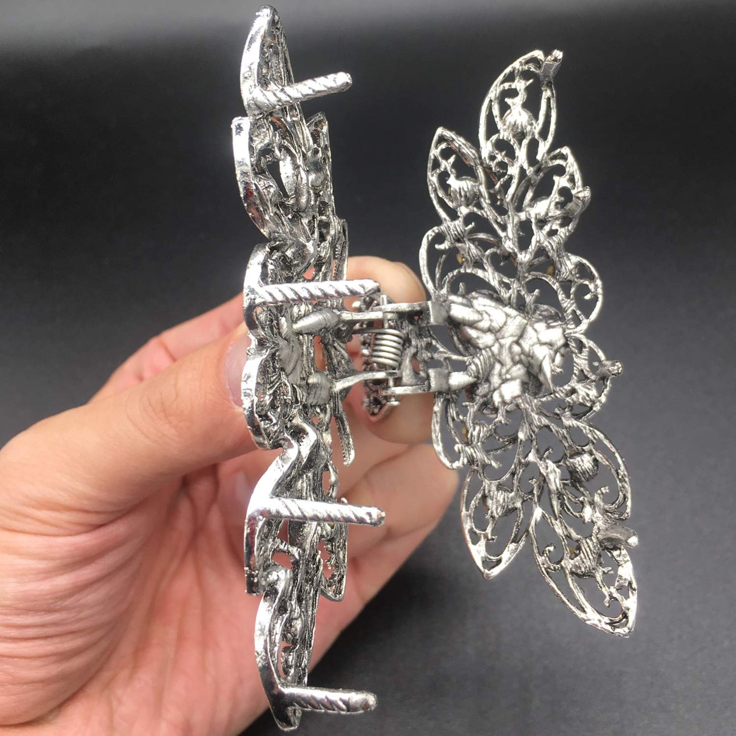 2 Pcs Women Retro Chic Rhinestone Alloy Fancy Hair Claw Jaw Clips Pins -Vintage Flowers Hair Catch Updo Grip Hair Accessories for Thick Hair Beauty & Personal Care Kukiwhy