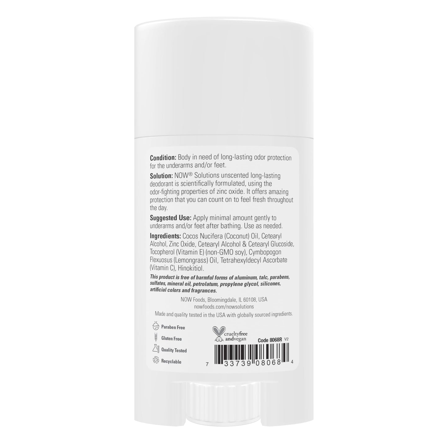 NOW Foods Solutions, Long Lasting Deodorant, Unscented, Paraben & Aluminum Free, 2.2-Ounce Beauty and Personal Care NOW Foods