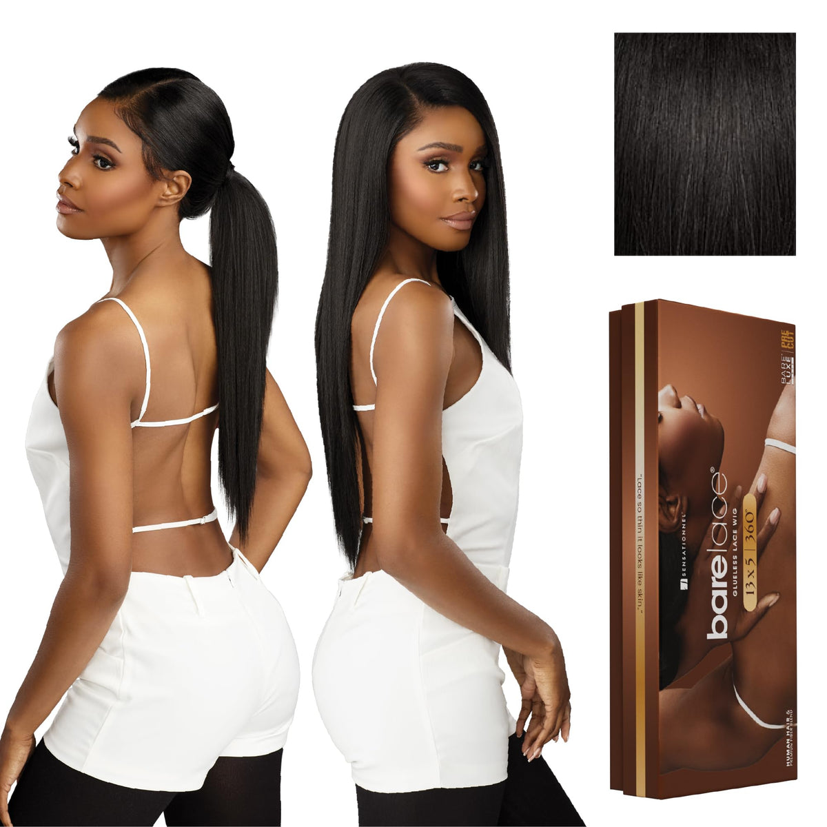 Sensationnel Barelace 13x5 360 LaceWig-Unit 1, 1B OFFBLACK