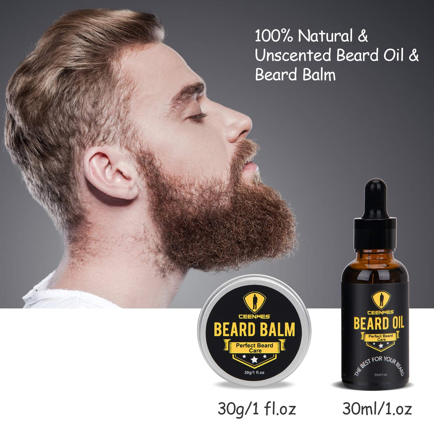 Ceenwes Upgraded Beard Grooming Kit - Conditioner, Oil, Brush, Comb, Balm, Scissors, Storage Bag for Beard and Mustache Trimming, Perfect Men's Gift Beauty & Personal Care Ceenwes