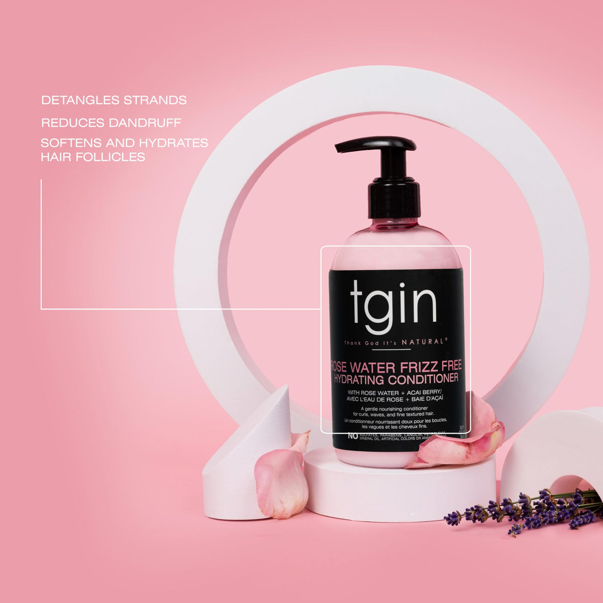 tgin Rose Water Frizz-Free Hydrating Hair Conditioner - Lightweight Moisture & Shine for Curly Hairs - Conditioner for Women Detangles & Controls Beauty & Personal Care Thank God It's Natural