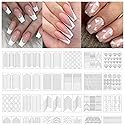 TailaiMei 1768 Pieces 60 Designs French Manicure Nail Stickers, Nail Art Tips Guides for DIY Decoration Stencil Tools (36 Sheets) Beauty & Personal Care TailaiMei