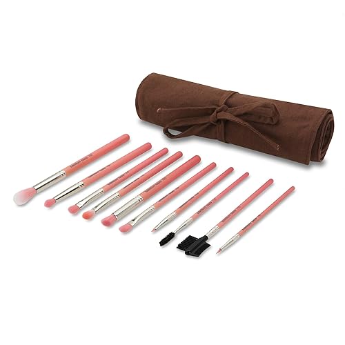 Bdellium Tools Professional Makeup Brush Pink Bambu Series - Eyes Only 10pc. Brush Set with Roll-Up Pouch Beauty & Personal Care BDELLIUM TOOLS