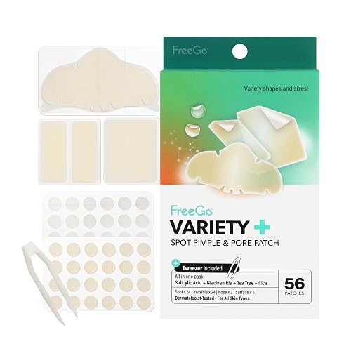 FreeGo Variety+ Hydrocolloid Spot Pimple & Pore Patches for Face, Large Patches for Breakouts, Zit, Blemish Spot, Facial Stickers, Korean Pimple Beauty & Personal Care FreeGo