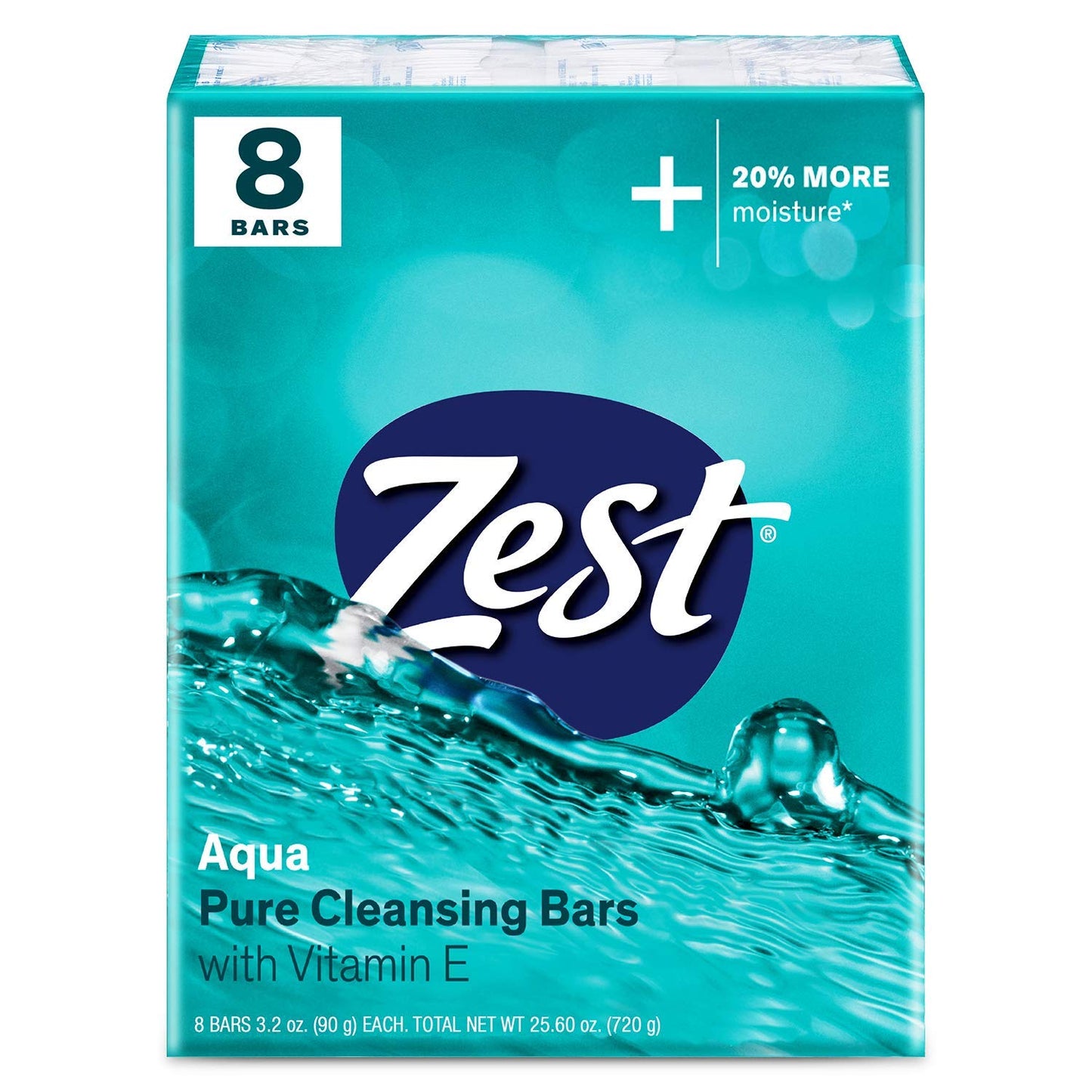 Zest Invigorating Aqua Bar Soap - 8 Bars - Refreshing Rich Lather Rinses Your Body Clean and Leaves You Feeling Moisturized with Vitamin E for Smooth Beauty & Personal Care Zest