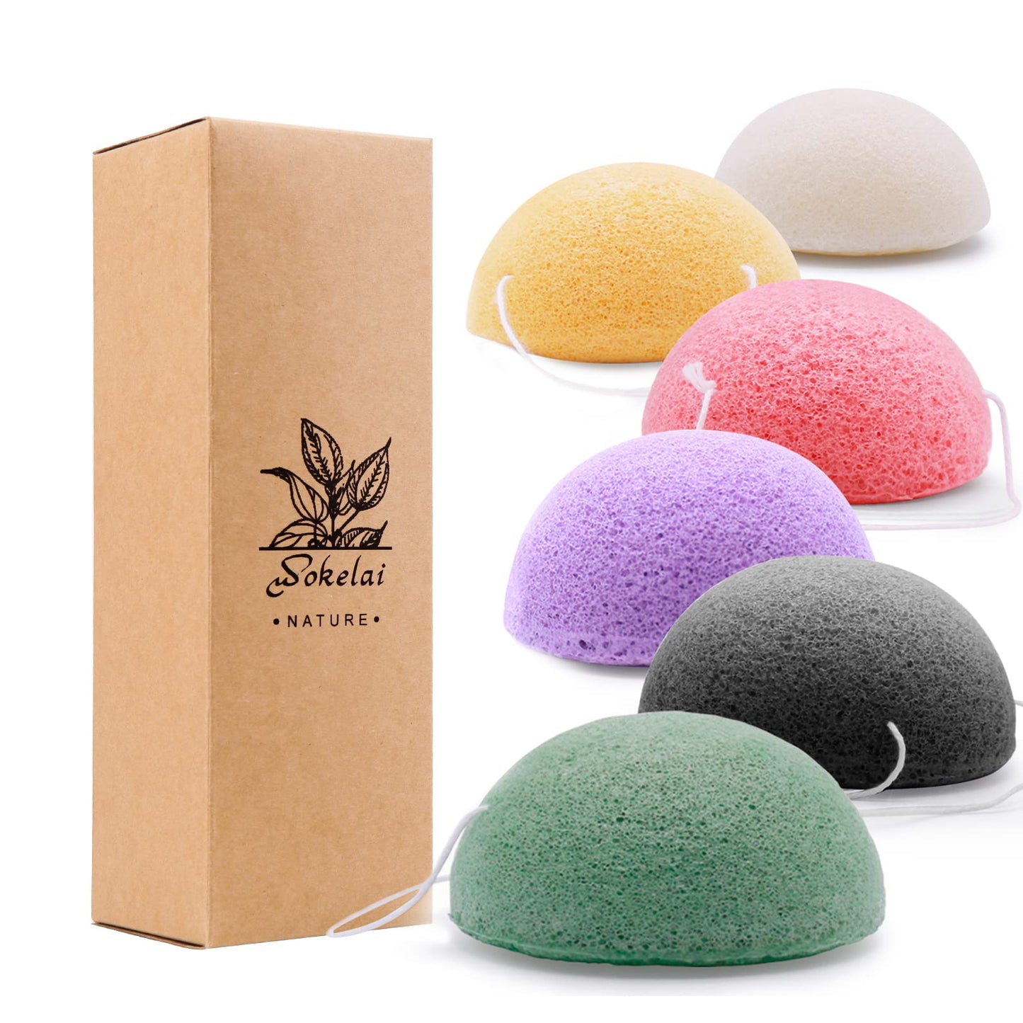 Konjac Facial Sponges for Cleansing Exfoliating - Konjac Face Sponge for Washing Face Body, Natural Cleaning Puff Buff Scrubber for Shower Bath SPA Beauty & Personal Care wokelai