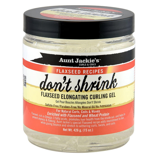 Aunt Jackie's Flaxseed Recipes Don't Shrink Elongating Hair Curling Gel for Natural Curls, Coils and Waves, Helps Prevent Dryness and Flaking, 15 oz Beauty & Personal Care Aunt Jackie's