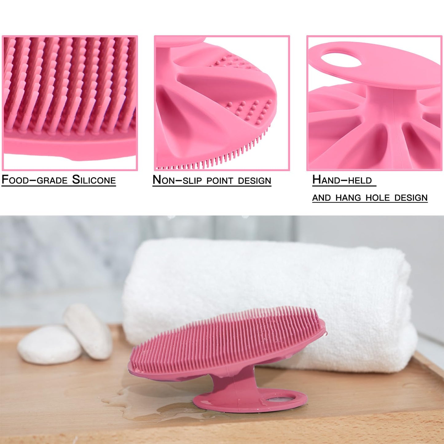 INNERNEED Soft Silicone Body Cleansing Brush Shower Scrubber, Gentle Exfoliating and Massage for All Kinds of Skin (Pink) Beauty & Personal Care INNERNEED