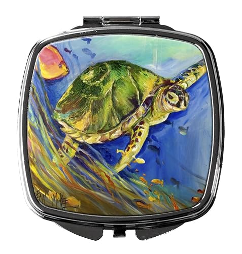 Caroline's Treasures JMK1262SCM Loggerhead Sea Turtle Compact Mirror Decorative Travel Makeup Mirror for Women Girls Gifts Pocket Makeup Mirror Beauty & Personal Care Caroline's Treasures