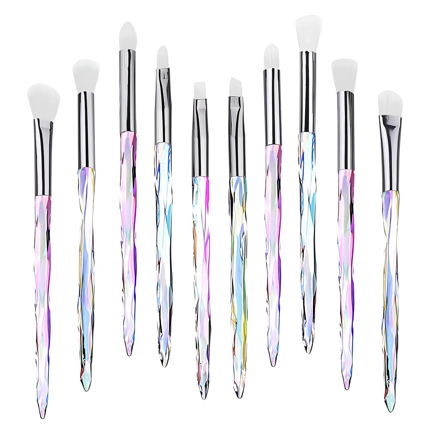 Kingtree Eyeshadow Makeup Brushes, 10PCS Crystal Brushes for Eye Makeup Premium Synthetic Bristles Eyeshadow Blending Crease Makeup Eye Brush Set Beauty & Personal Care Kingtree