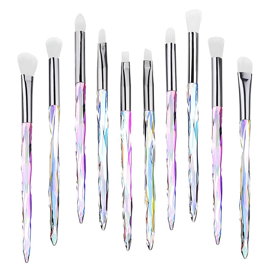 Kingtree Eyeshadow Makeup Brushes, 10PCS Crystal Brushes for Eye Makeup Premium Synthetic Bristles Eyeshadow Blending Crease Makeup Eye Brush Set Beauty & Personal Care Kingtree