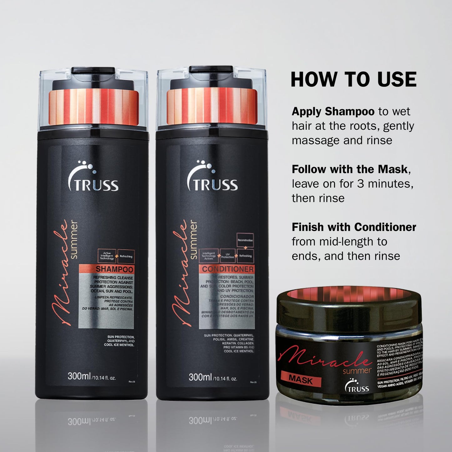 TRUSS Miracle Summer Conditioner - Moisturizing Conditioner, Protects Hair From Sun, UV, Ocean & Pool Water, Adds Shine, Prevents Color Fading - All Beauty & Personal Care TRUSS
