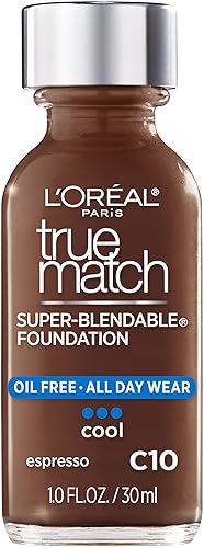 L’Oréal Paris Makeup True Match Super-Blendable Liquid Foundation, Espresso C10, 1 Fl Oz,1 Count Beauty & Personal Care L'Oreal Paris