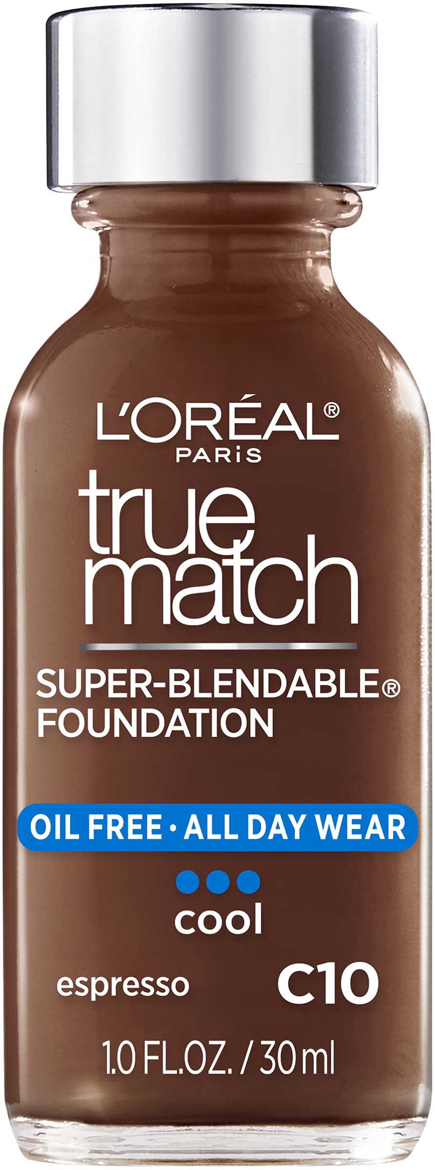 L’Oréal Paris Makeup True Match Super-Blendable Liquid Foundation, Espresso C10, 1 Fl Oz,1 Count Beauty & Personal Care L'Oreal Paris