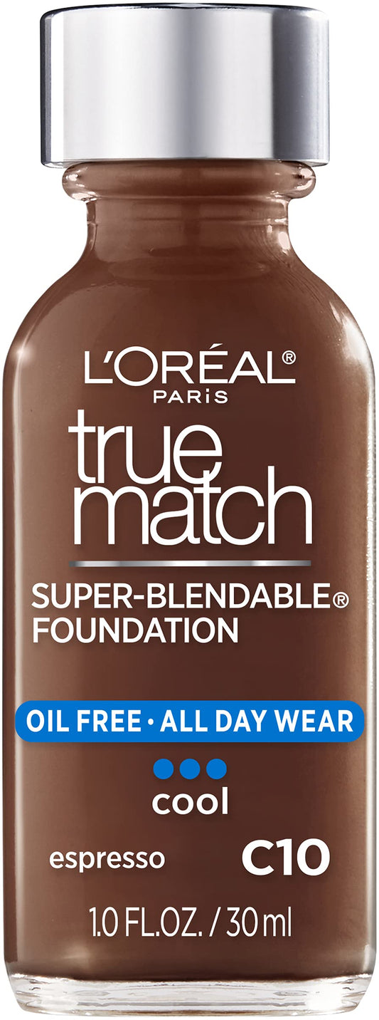 L’Oréal Paris Makeup True Match Super-Blendable Liquid Foundation, Espresso C10, 1 Fl Oz,1 Count Beauty & Personal Care L'Oreal Paris