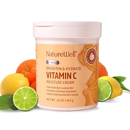 NATURE WELL Vitamin C Brightening Moisturizer Cream - Hydrating Face & Body Lotion with Coconut Oil, Helps Improve Uneven Skin Tone & Dark Spots Beauty & Personal Care NATURE WELL