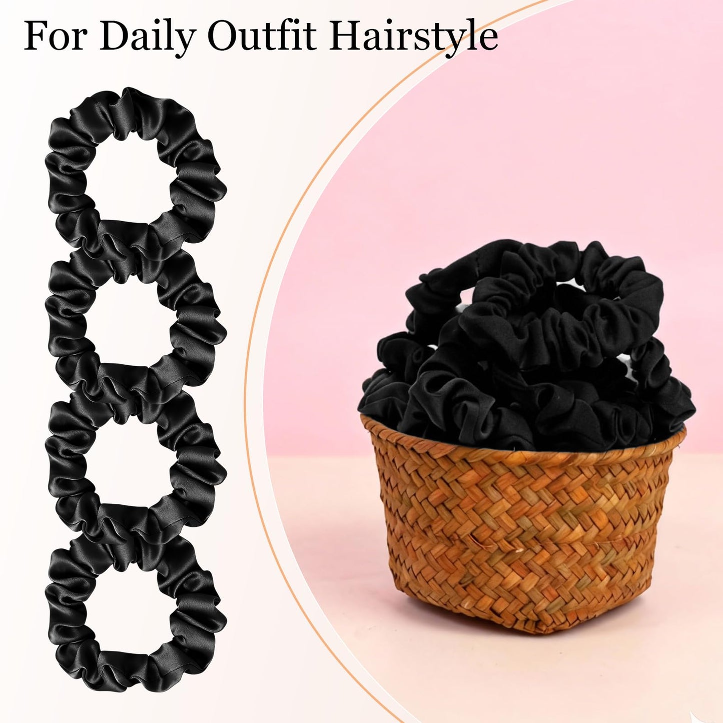 Satin Scrunchies for Women - 8PCS Blush & Brown Silk Hair Ties Set - No Crease, Frizz-Free, Gentle Elastic Hair Bands, Soft & Stylish Everyday Hair Beauty and Personal Care SEVEN STYLE