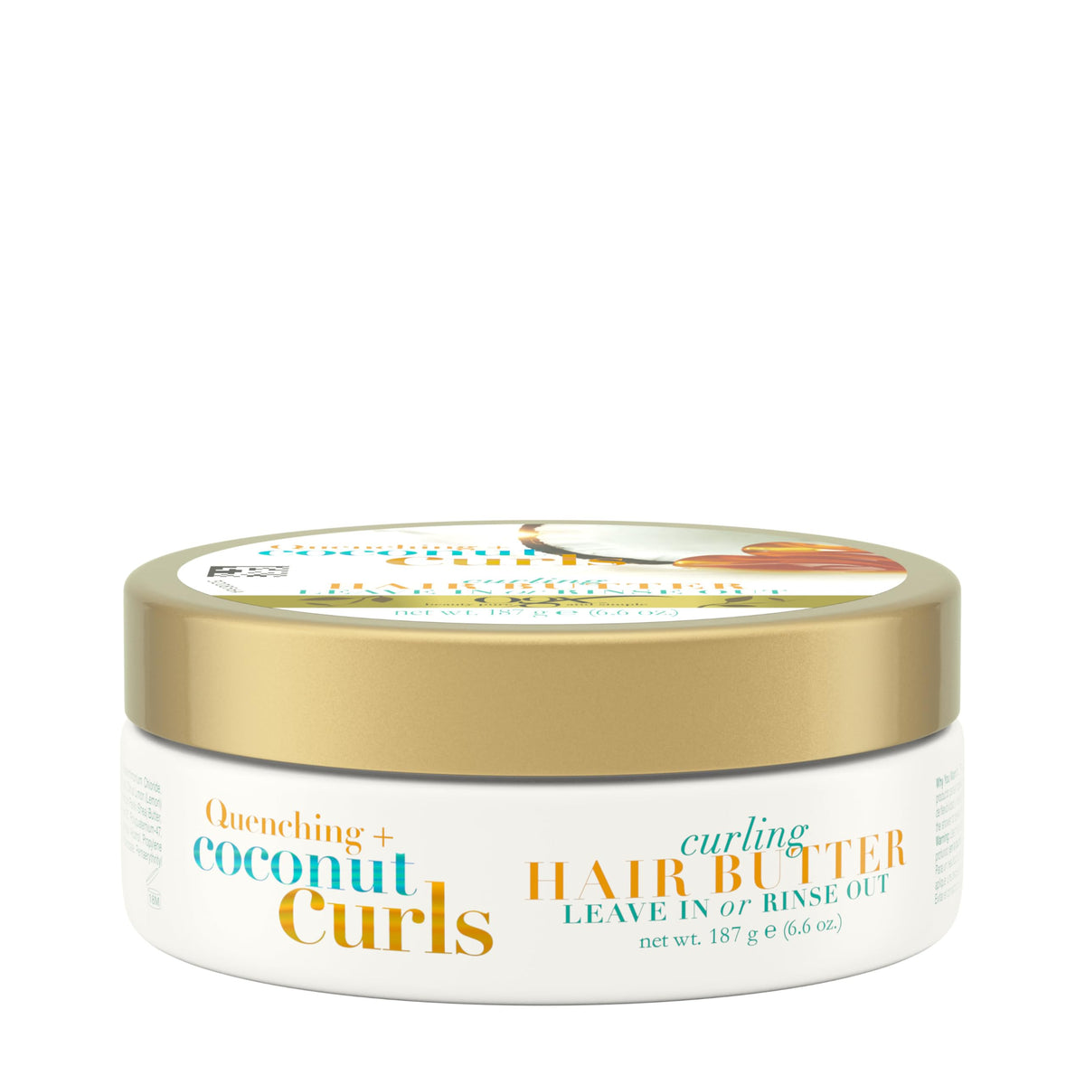 OGX Quenching + Coconut Curls Curling Hair Butter, Deep Moisture Leave-In Hair Mask & Treatment with Coconut Oil, Citrus Oil & Honey, Paraben-Free and