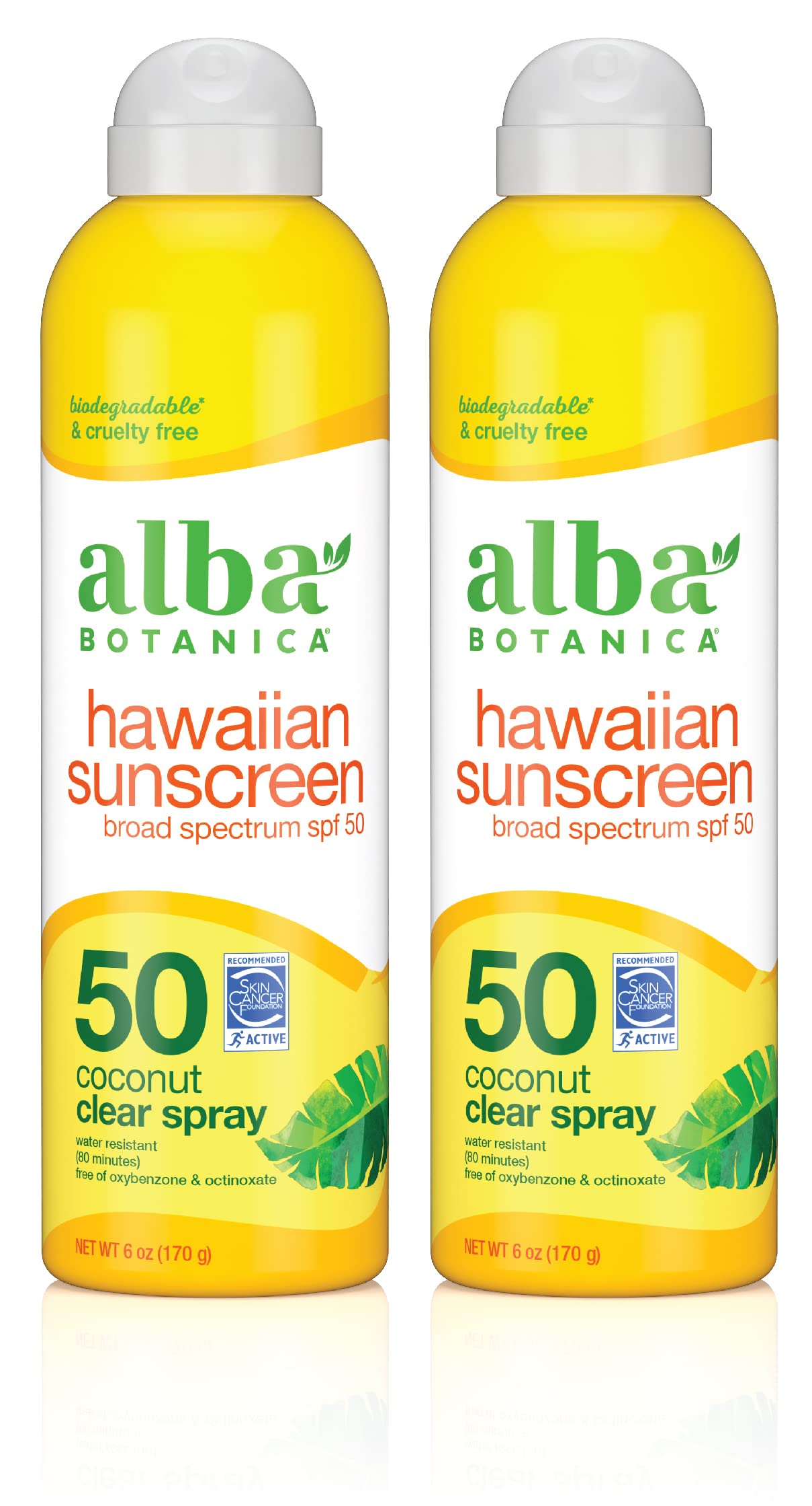 Alba Botanica Sunscreen Spray for Face and Body, Broad Spectrum SPF 50 Sunscreen, Hawaiian Coconut, Water Resistant and Biodegradable, 6 fl. oz Beauty & Personal Care Alba Botanica