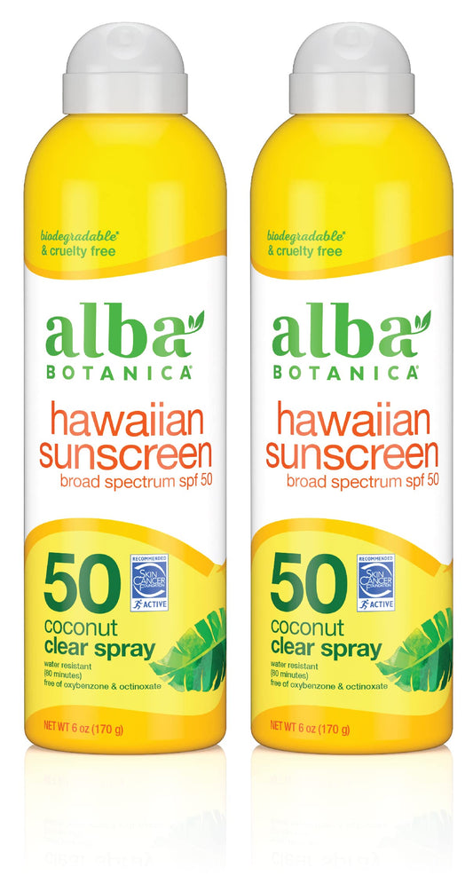 Alba Botanica Sunscreen Spray for Face and Body, Broad Spectrum SPF 50 Sunscreen, Hawaiian Coconut, Water Resistant and Biodegradable, 6 fl. oz Beauty & Personal Care Alba Botanica