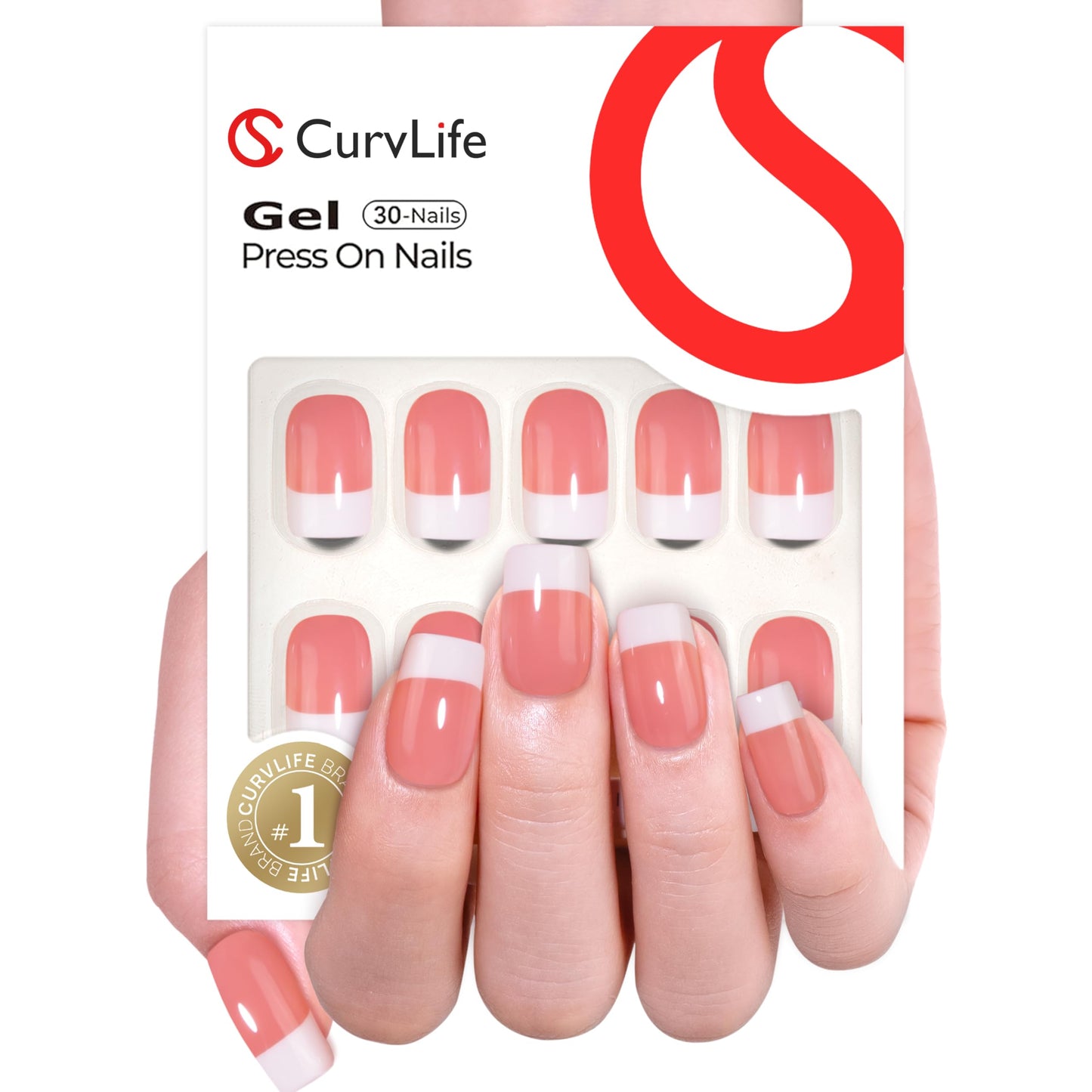 CurvLife Soft Gel Press on Nail, French Fake Nails with Design Full Cover for Women Reusable Nail Kit with Nail Glue Adhesive Tabs Nail File Beauty and Personal Care CurvLife