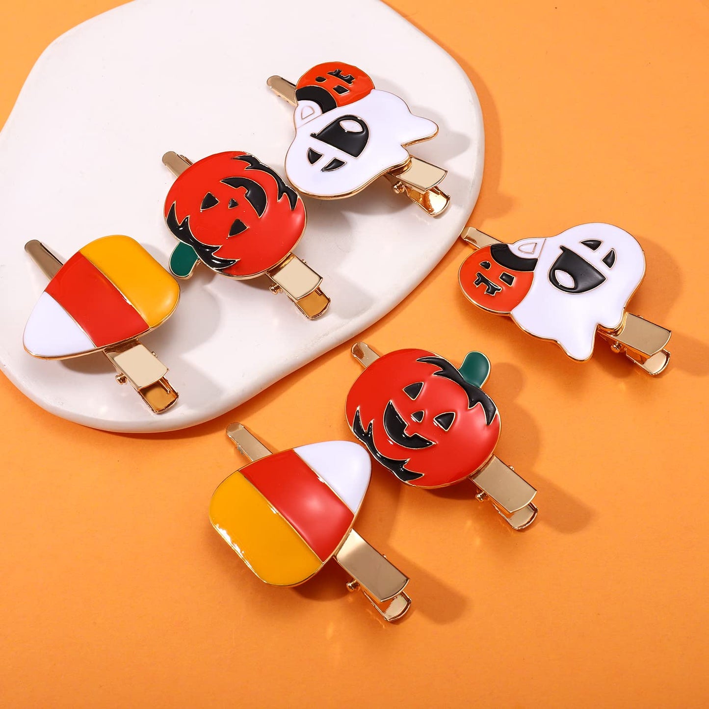 Boderier 6 Pack Halloween Hair Clips for Women Girls Halloween Headdress Candy Corn Pumpkin Ghost Hair Clips Party Costume Hair Accessories Beauty & Personal Care boderier