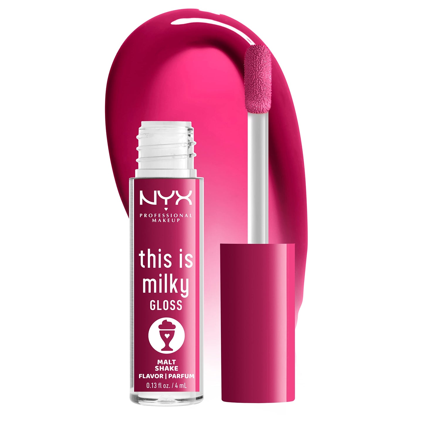NYX PROFESSIONAL MAKEUP This Is Milky Gloss, Lip Gloss with 12 Hour Hydration, Vegan - Malt Shake (Warm Red) Beauty & Personal Care NYX PROFESSIONAL MAKEUP