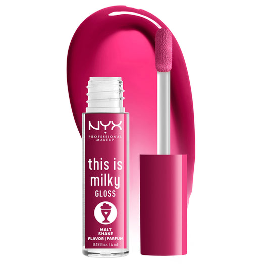 NYX PROFESSIONAL MAKEUP This Is Milky Gloss, Lip Gloss with 12 Hour Hydration, Vegan - Malt Shake (Warm Red) Beauty & Personal Care NYX PROFESSIONAL MAKEUP