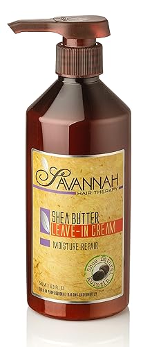 Savannah Hair Therapy Leave-In Cream with Shea Butter, Keratin & Silk Protein - Moisturizing & Anti-Frizz Treatment for Dry, Damaged or Color-Treated Beauty & Personal Care Savannah Hair Therapy