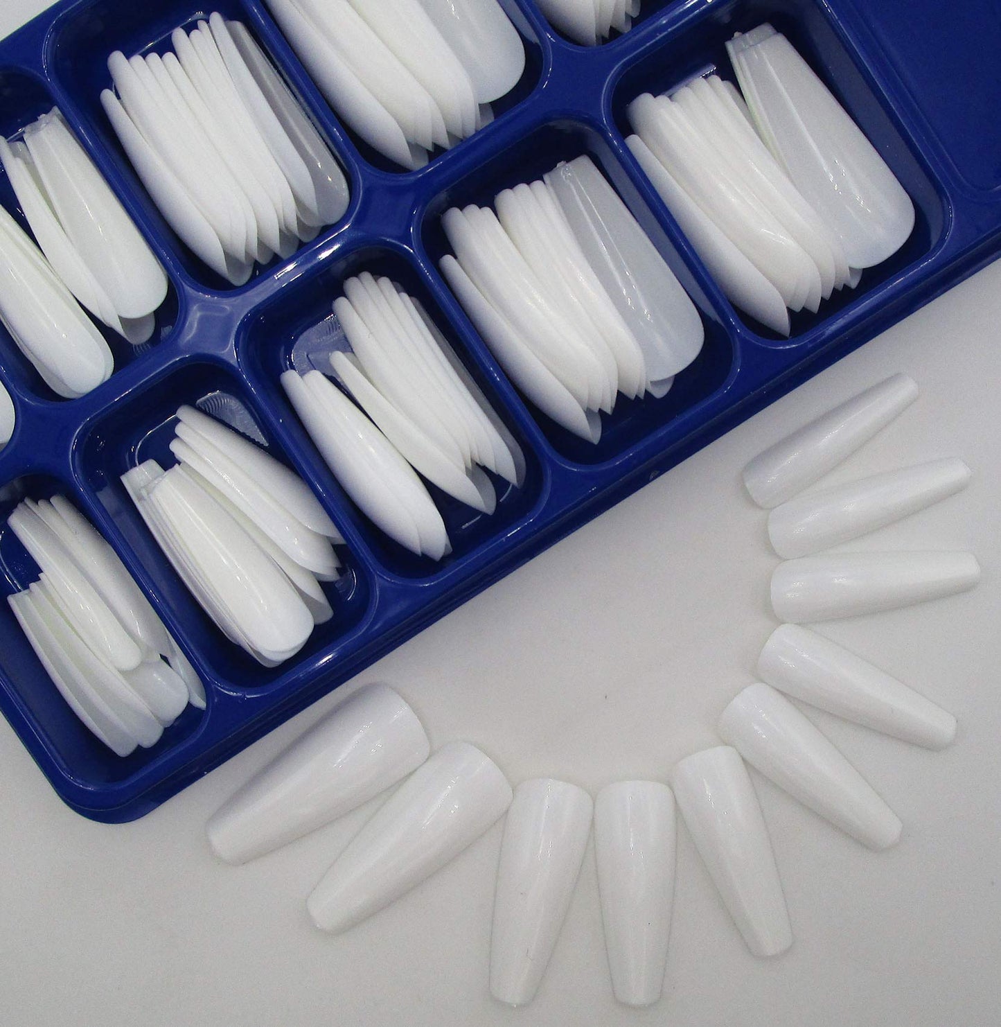 100pc White Press on Nails Medium Coffin Fake Nails, Medium Press-on Nail Coffin Acrylic Nails Press ons Nail White False Nail Glossy Ballerina Beauty & Personal Care LoveOurHome