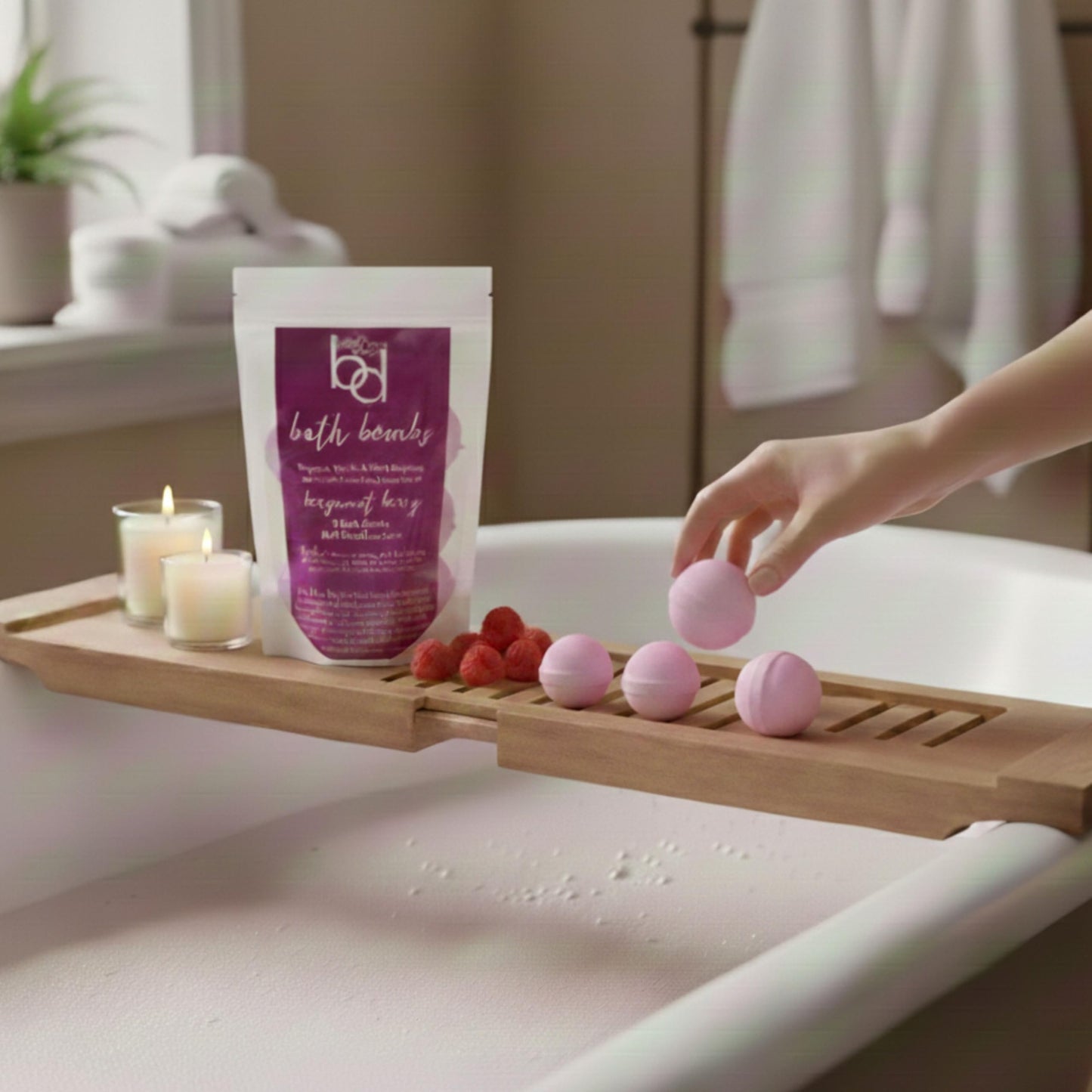 Belle & Beau Luxe Bergamot Berry Hemp Bath Bombs - Made with Organic Hemp Seed Oil and Bergamot, Vanilla, & Black Raspberry Essential Oils - 8 Count Beauty and Personal Care BB BELLE & BEAU LUXE
